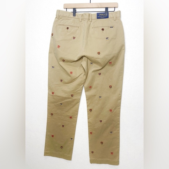 Polo Ralph Lauren Classic Fit Embroidered Crest Emblem Khaki Chino Trouser 33x32 - Picture 4 of 12